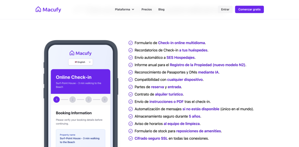 Checkin online con Macufy